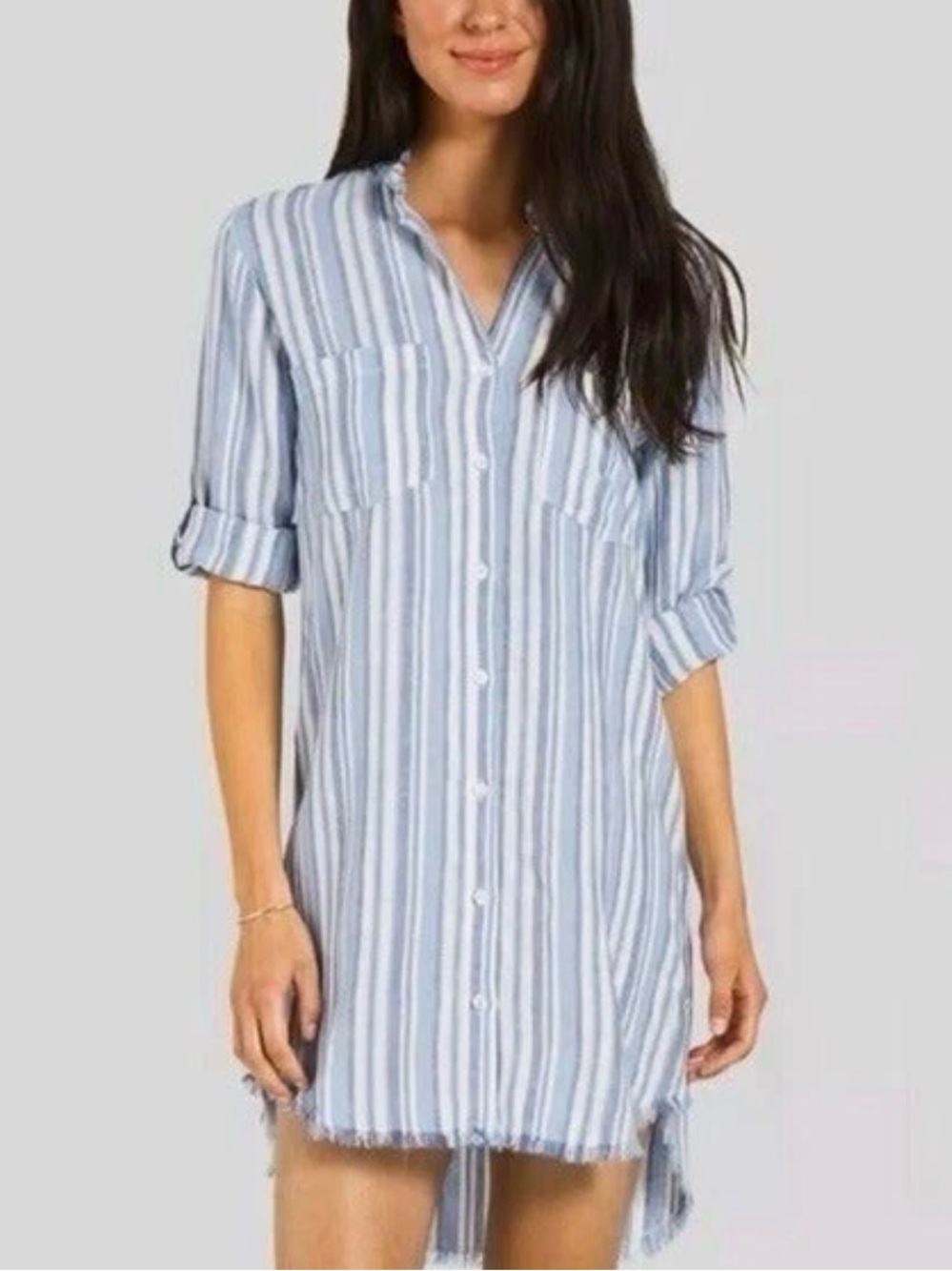 Anthropology cloth & stone Blue and White Vertical Stripe dress